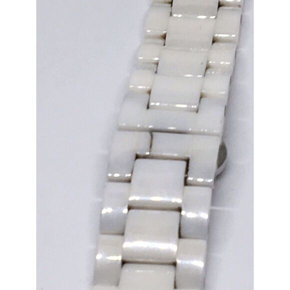Michael Kors Ceramic Watch Bracelet Case Links Parts Band 18mm White A629 - Picture 3 of 8